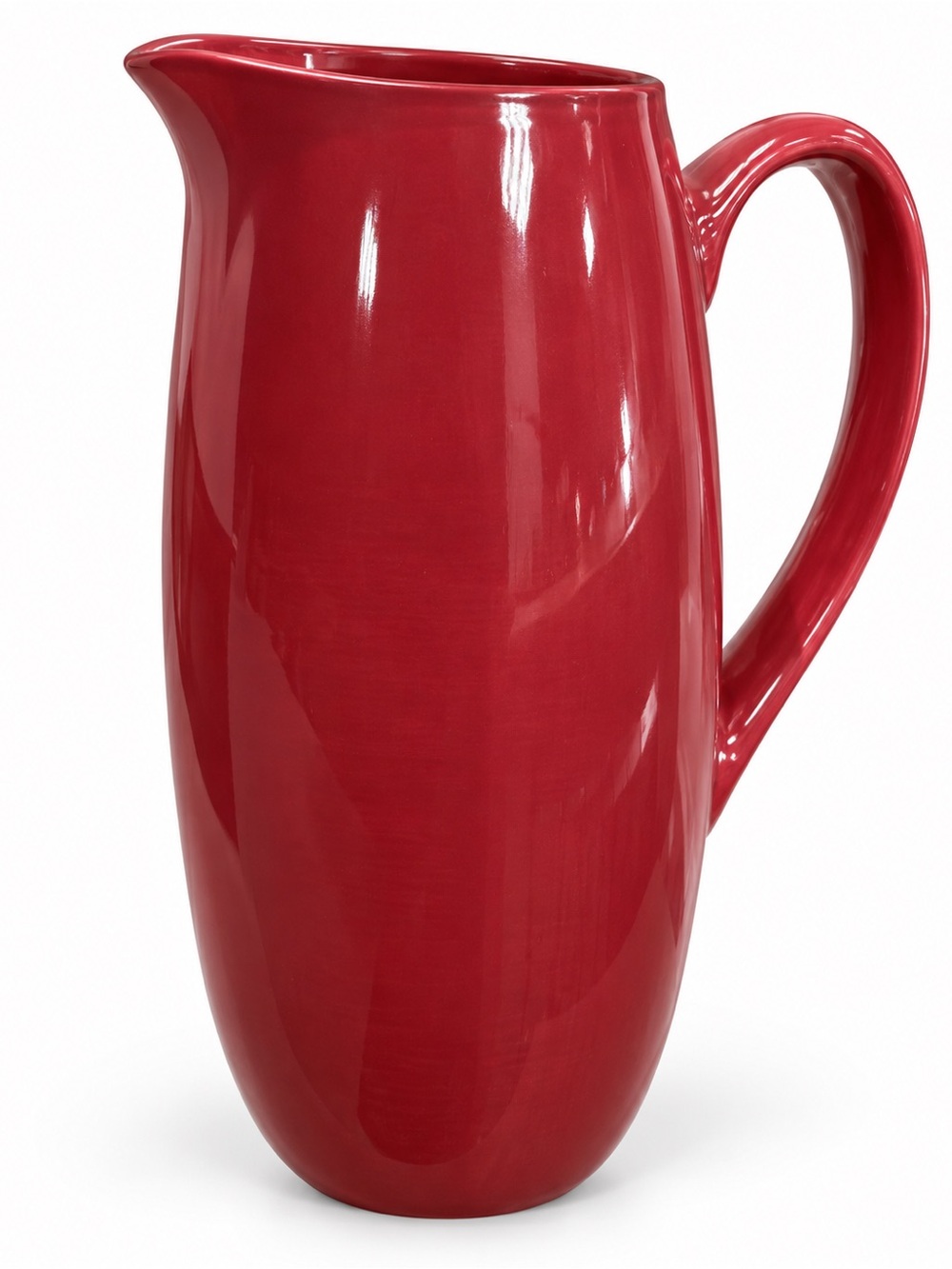 Anthropologie Glossy Red Ceramic Pitcher
